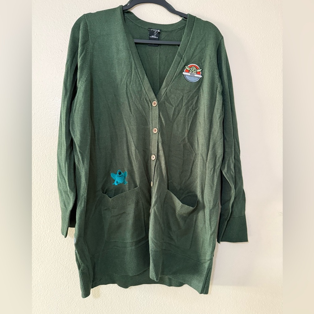 Torrid start wars never worn Green Cardigan with Embroidered Patches